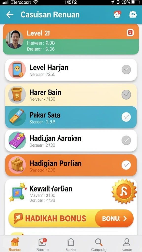 Sistem bonus harian yang menggugah semangat bermain.