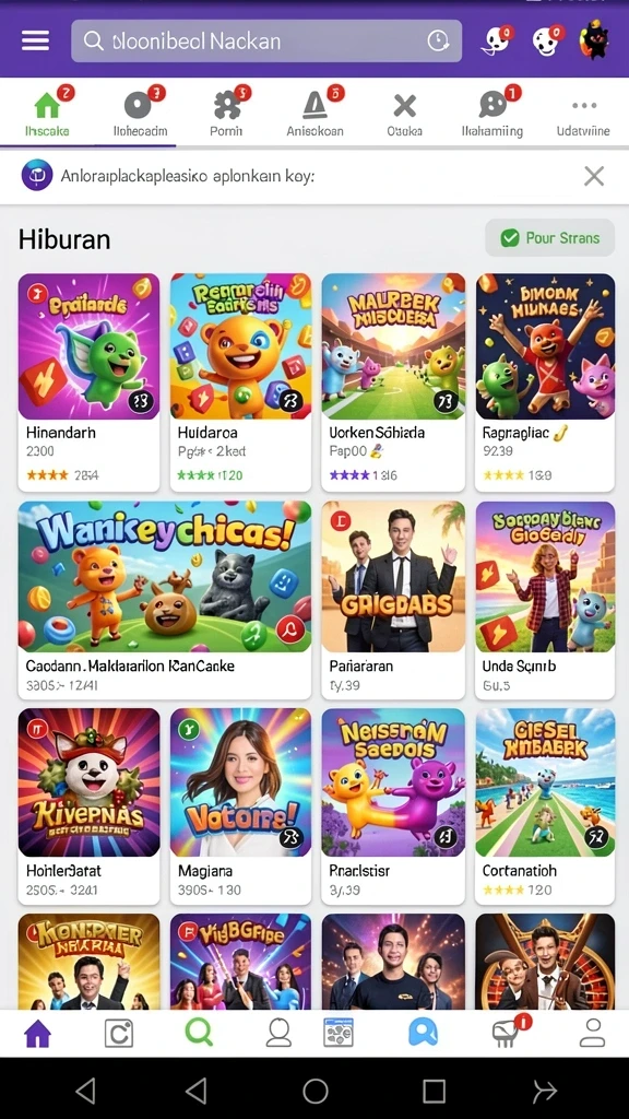 Screenshot kedua memperlihatkan variasi tema permainan slot.